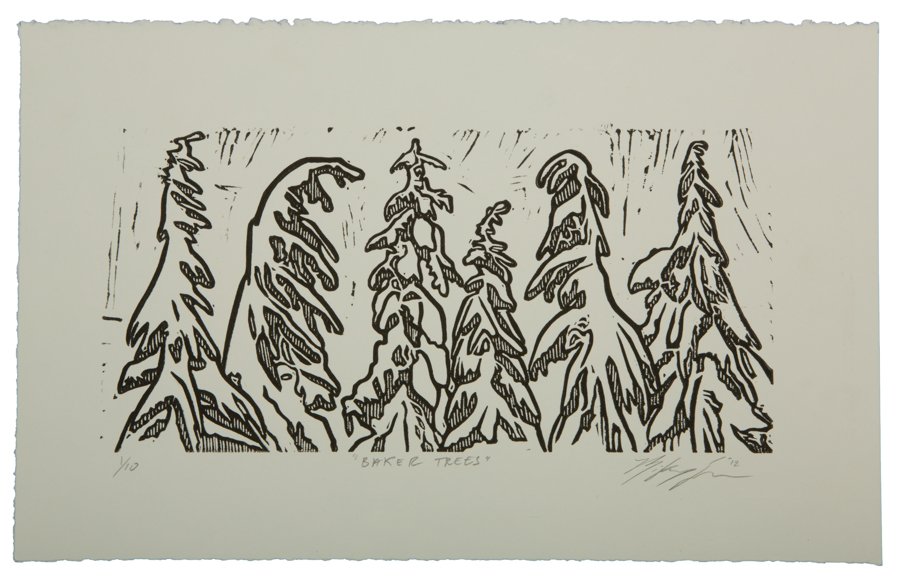 Baker Trees — Woodcut Print