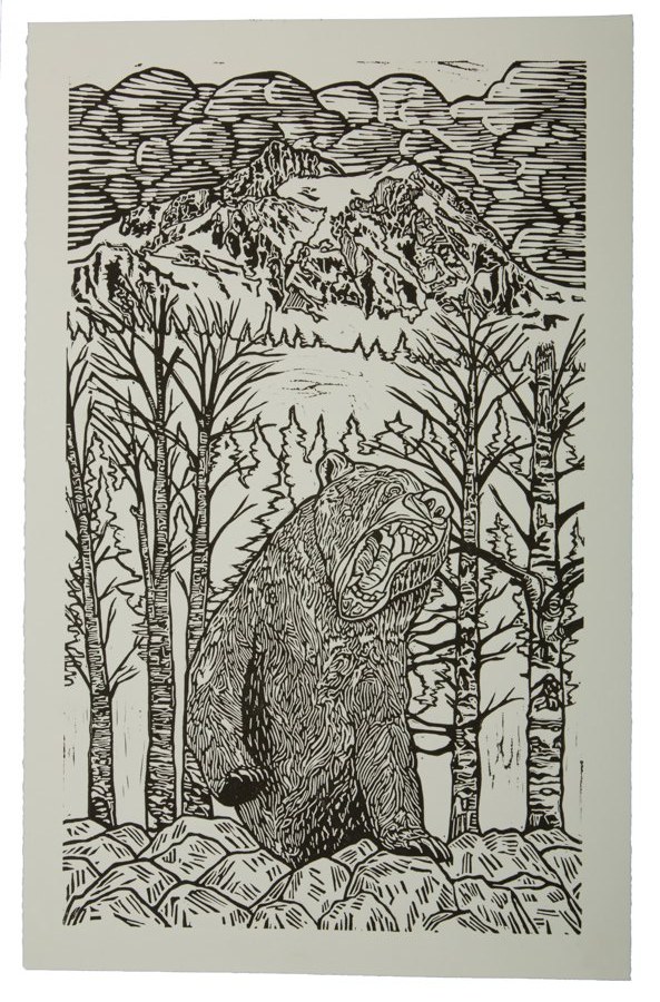 Salmon Run — Woodcut Print