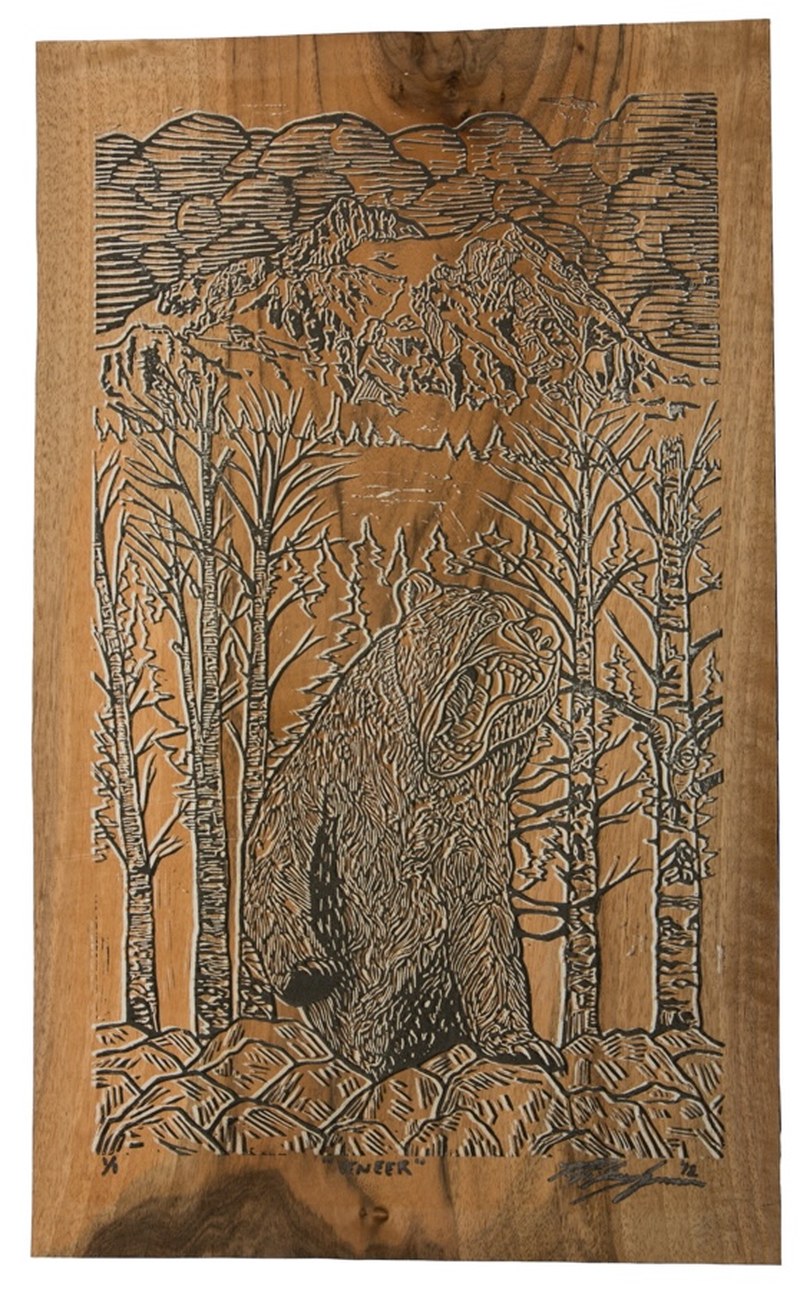 Carved woodcut block